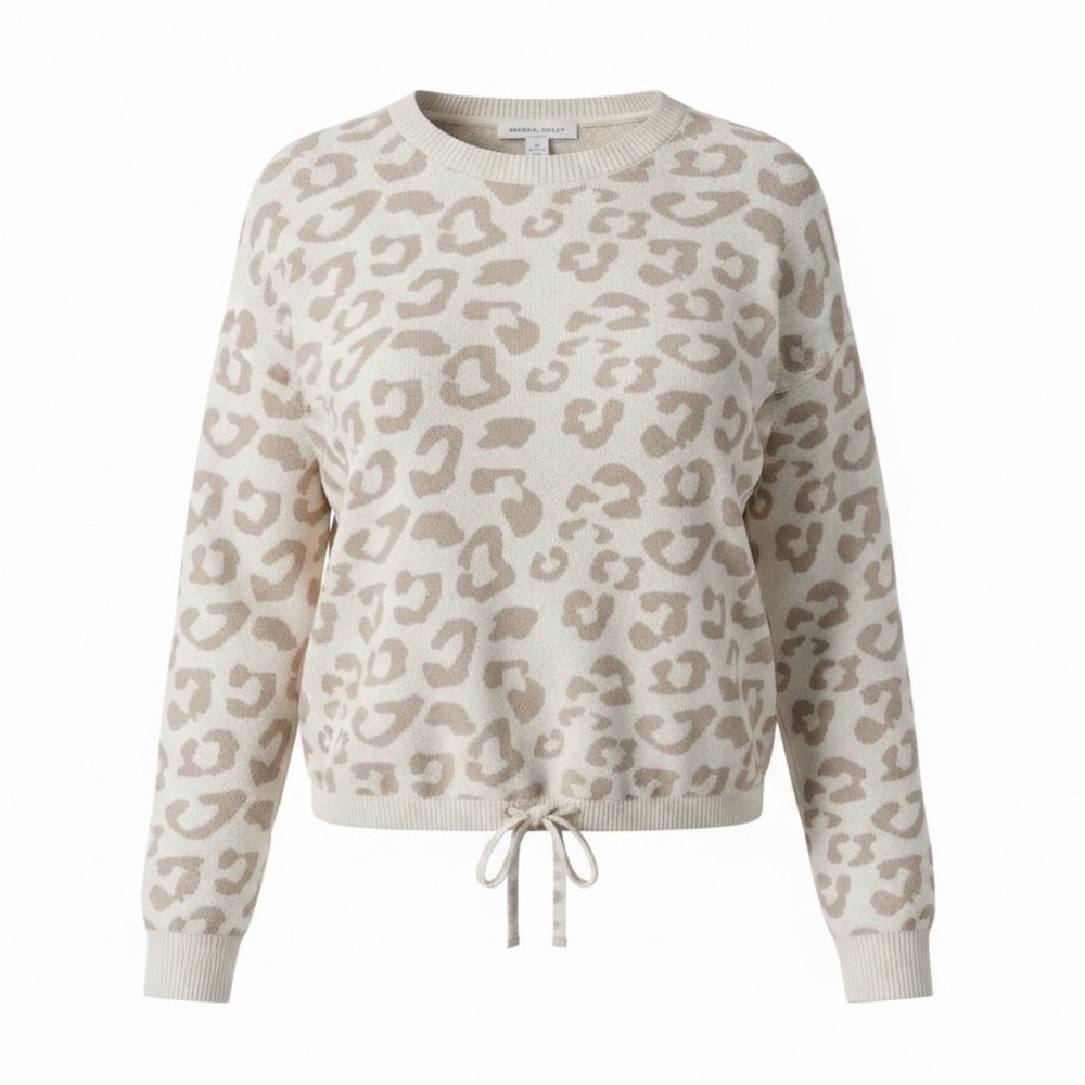 Barefoot Dreams Girls 8 10 CozyChic Leopard Print Long Sleeve Sweater NWT